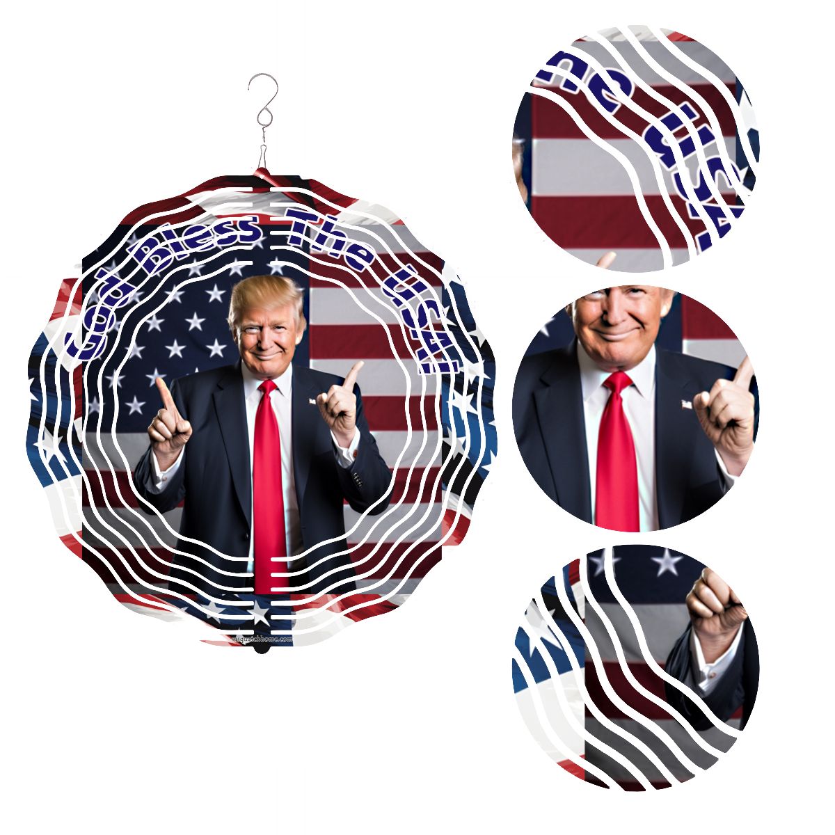 Donald Trump, US Made Hanging Metal 3D Wind Spinner, Ornament - MADE IN USA