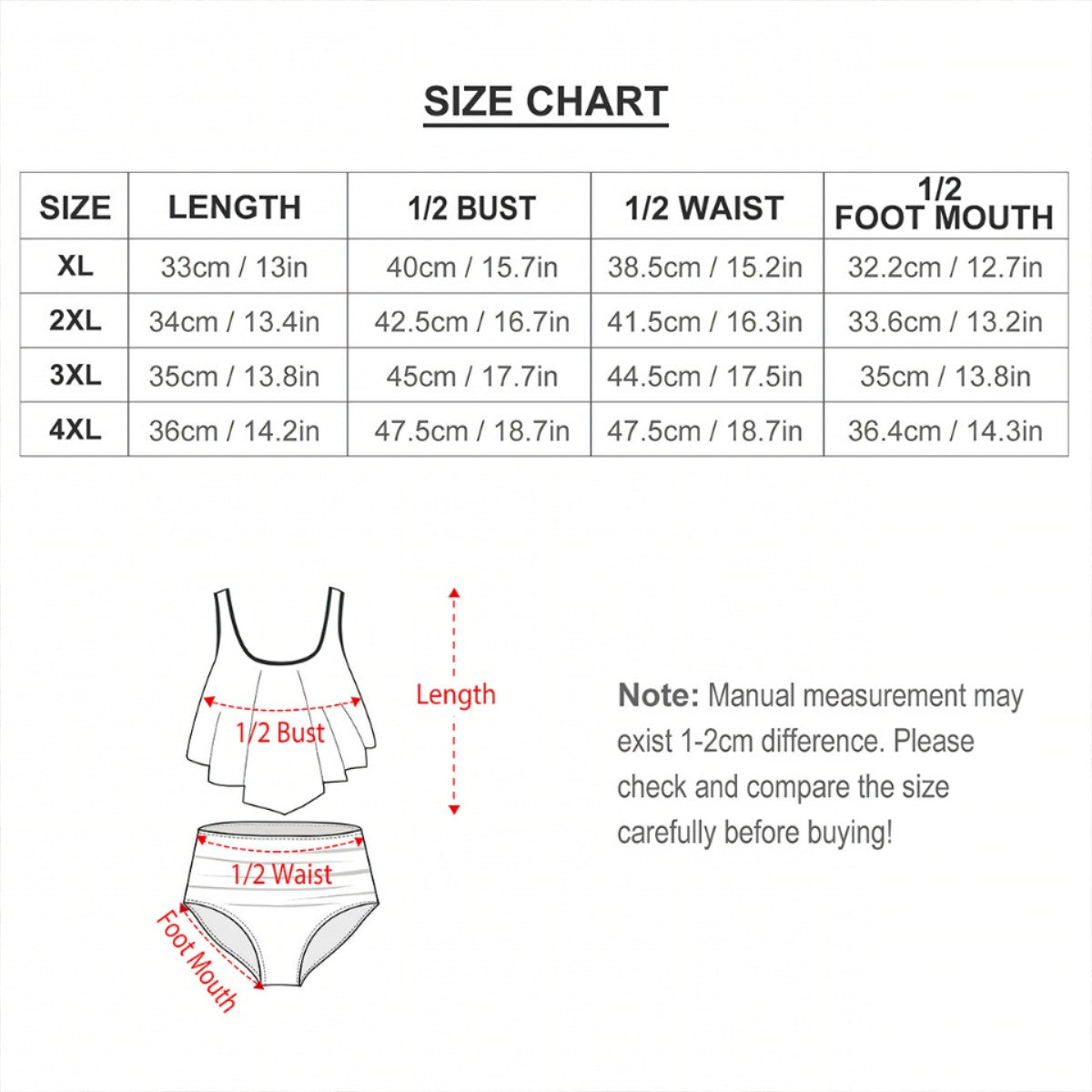 Baby Dragon, Plus Size Women Bikini Flowy, Ruffle Top Swimsuit