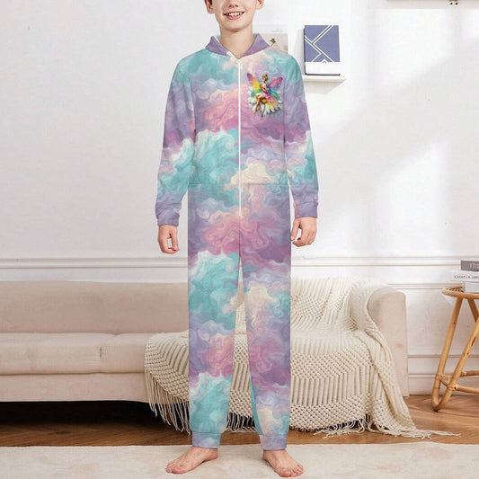 Fairy, Youth Flannel Footless Zip up Pajama Jumpsuit