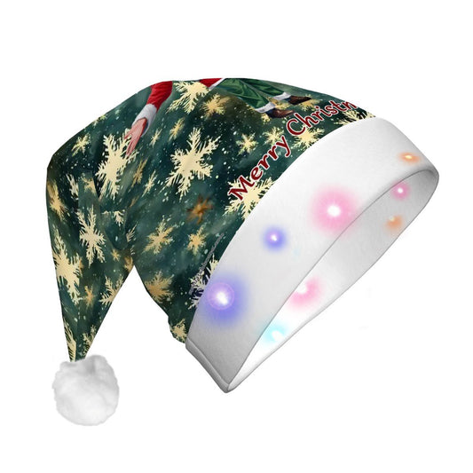 Donald Trump Santa Adult Plush Santa Hat with Light