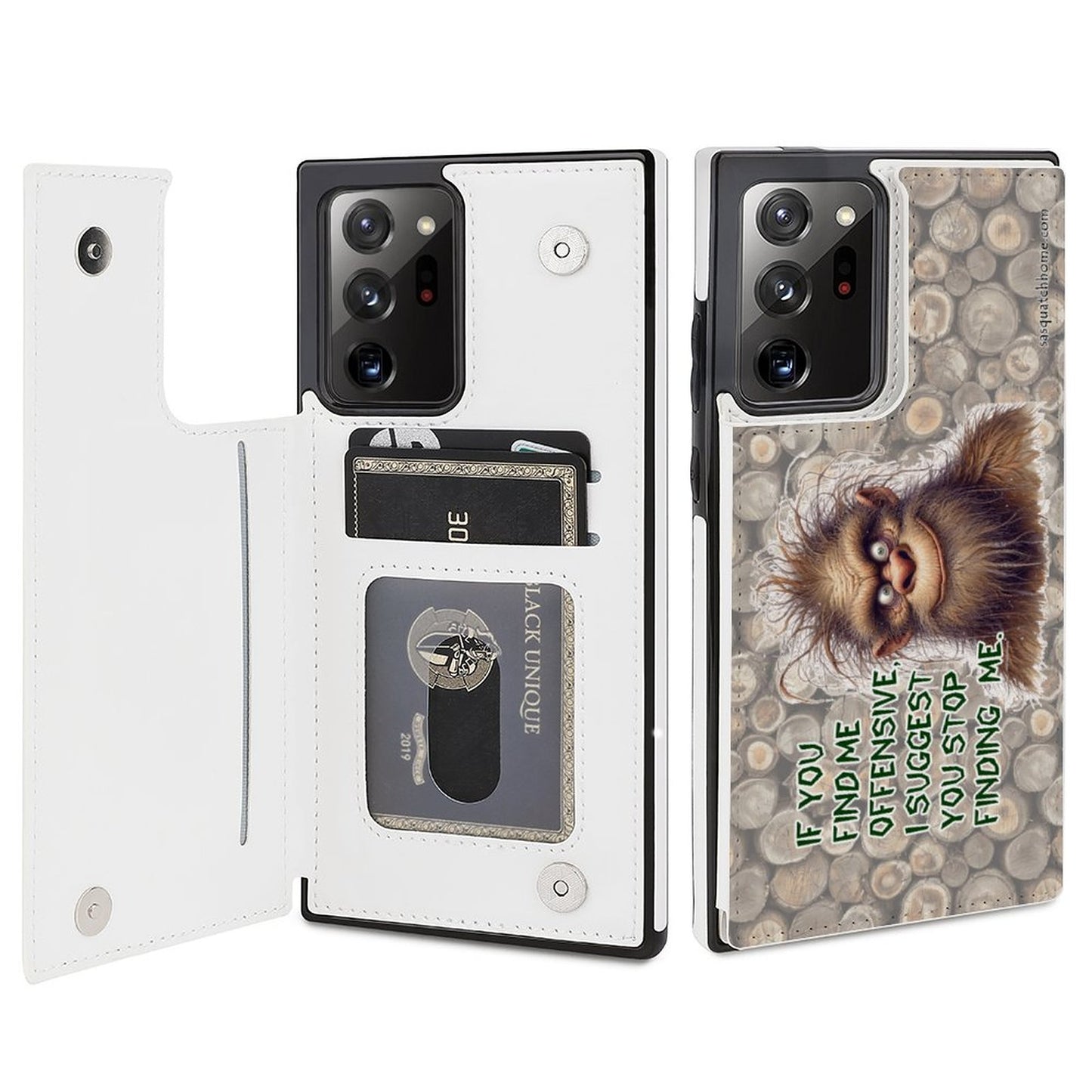 Bigfoot / Sasquatch "If you find me offensive..", Samsung Note 20 Flip Phone Case