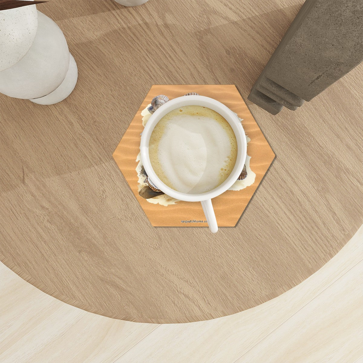 Beach Themed, 6 Ceramic Coasters w metal stand