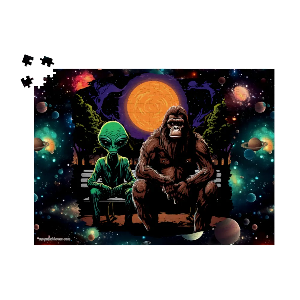 Bigfoot / Sasquatch & Alien, Jigsaw Puzzles, 4 Sizes