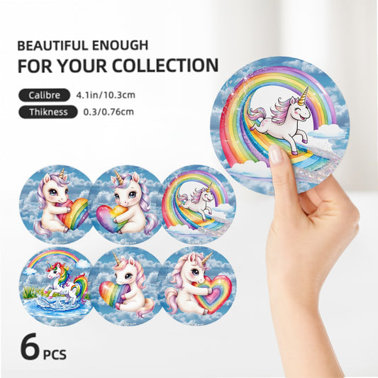 Unicorns Round Ceramic Coasters Set of 6