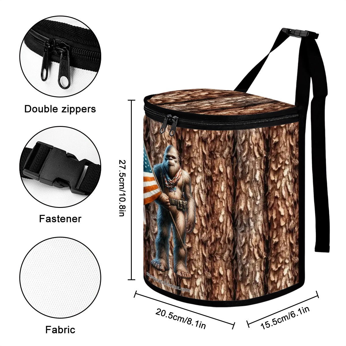 Patriotic Sasquatch / Bigfoot, Bucket-Shaped Car Trash Bag
