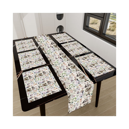 Awesome/Mythical Themed Table Runner, Placemats Set 7 Pieces