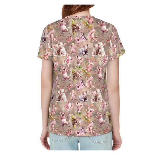 10 Animal Design, Women’s Polyester Short Sleeve T-Shirts - Many Designs, Horses, Dogs, Cats, PIgs