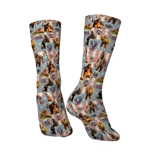 Bigfoot, Sasquatch 19 Designs - Polyester Crew Socks, Bigfoot Socks, Sasquatch Socks, Bigfoot Crew