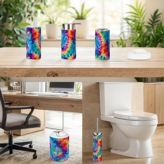 19 Tie Dye Designs, 5 pcs Bathroom Accessories Set