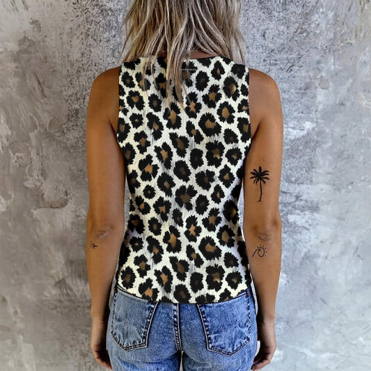 Leopard Design, Womens Button Vest