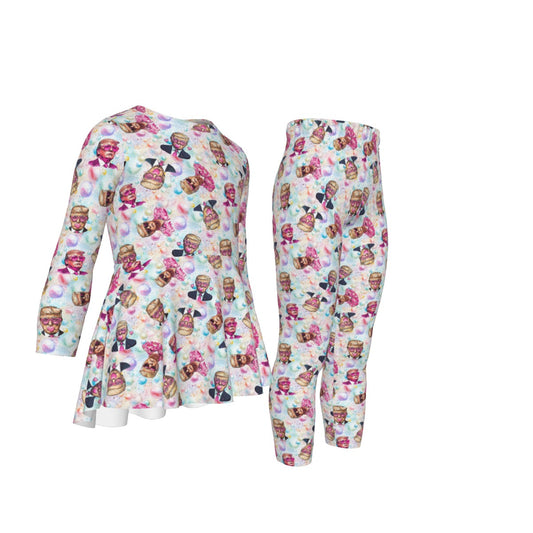 20 Donald Trump Designs, Girls 2 Piece Casual Suit, Outfit with Ruffle Shirt