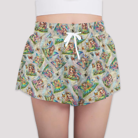 6 Fairy Designs, Girls Sports Culottes, Butterfly Shorts w/ Pocket