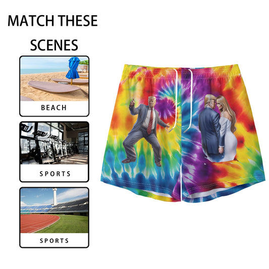 Tie Dye Donald & Melania Trump Men's Pocket Customizable Shorts