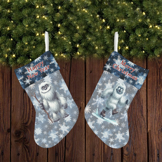 Funny Yeti Polyester Christmas Stocking