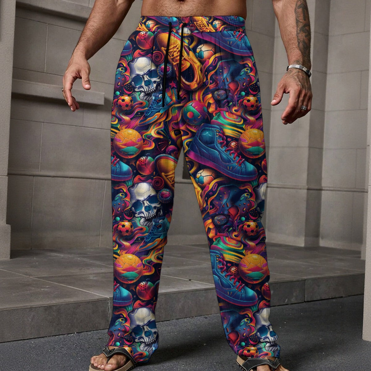 Psychedelic Design, Men’s Loose Casual Pants W/ Pocket