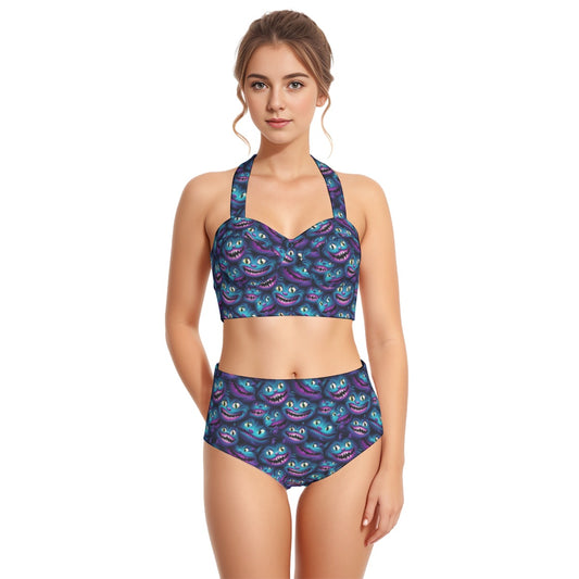 Cheshire Cat Designs, Women’s Bikini Halter Swimsuit, Two Piece Set