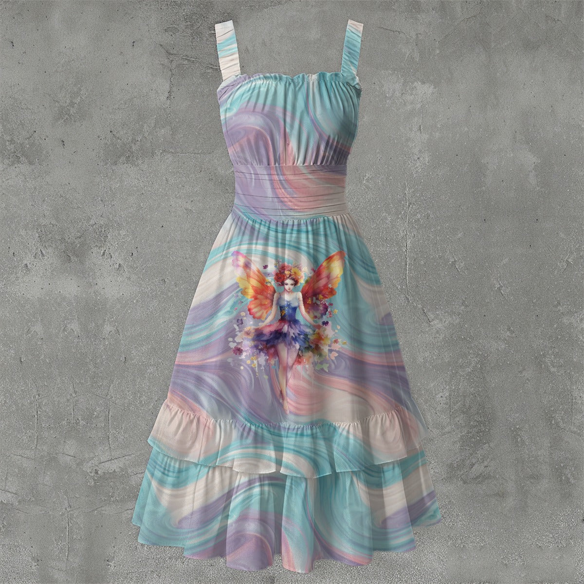 Fairy on Swirl, Women’s Ruffle Hem Dress