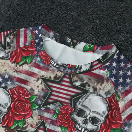 Patriot Skulls, Men’s Raglan Sleeve Pajamas with Wide Ankles