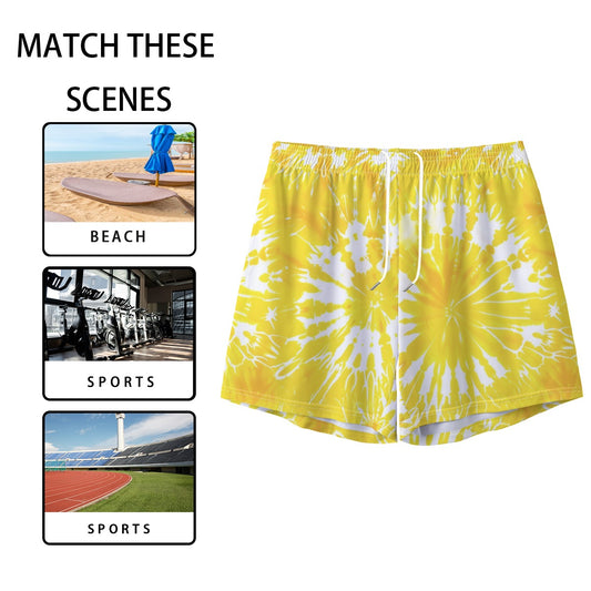 Tie Dye Themed Men's Pocketed Shorts