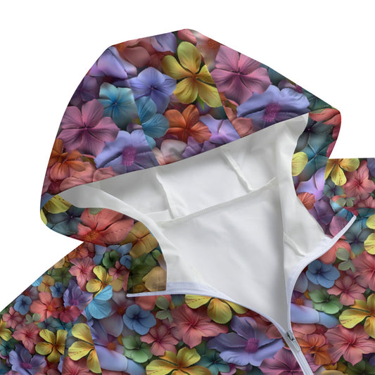 10 Beautiful Flower Designs, Adult Windbreaker Long Jacket