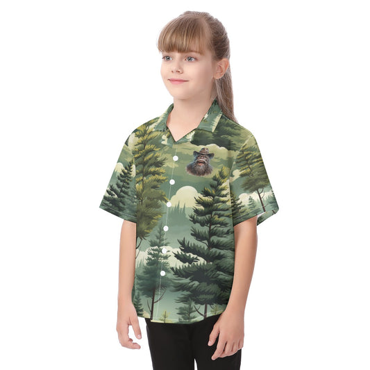 Forest Bigfoot, Sasquatch, Kid's Hawaiian Vacation Shirt