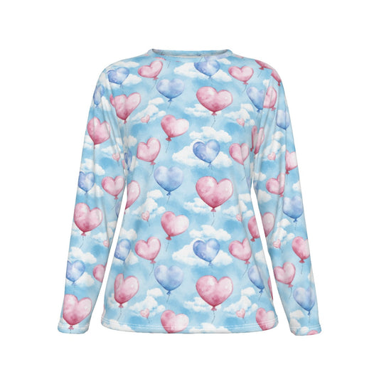 Heart Balloons & Clouds, Women’s Oversized Cotton Tee Shirt