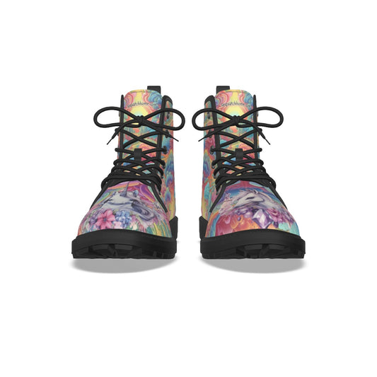 Rainbow & Unicorn, Women's Martin Short Boots With Black Bottom