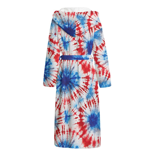 19 Tie Dye Designs, Unisex Flannel Hooded bathrobe