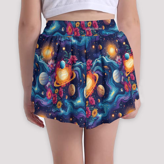 12 Galaxy / Outer Space Designs, Girls Sports Culottes, Butterfly Shorts w/ Pocket