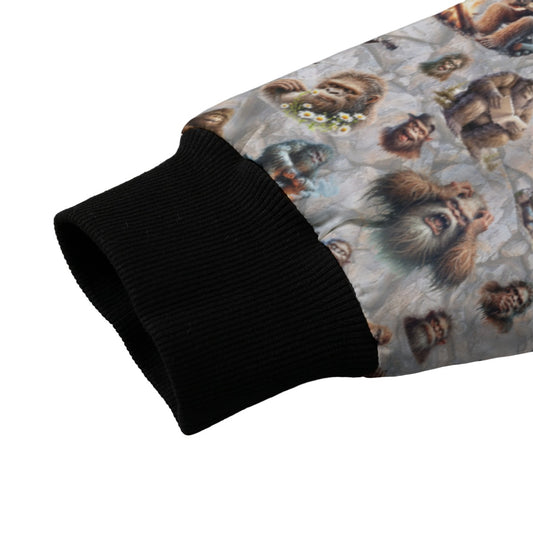 20 Bigfoot Sasquatch Designs, Adult Polyester Fleece Bomber Jacket / Zipper Closure