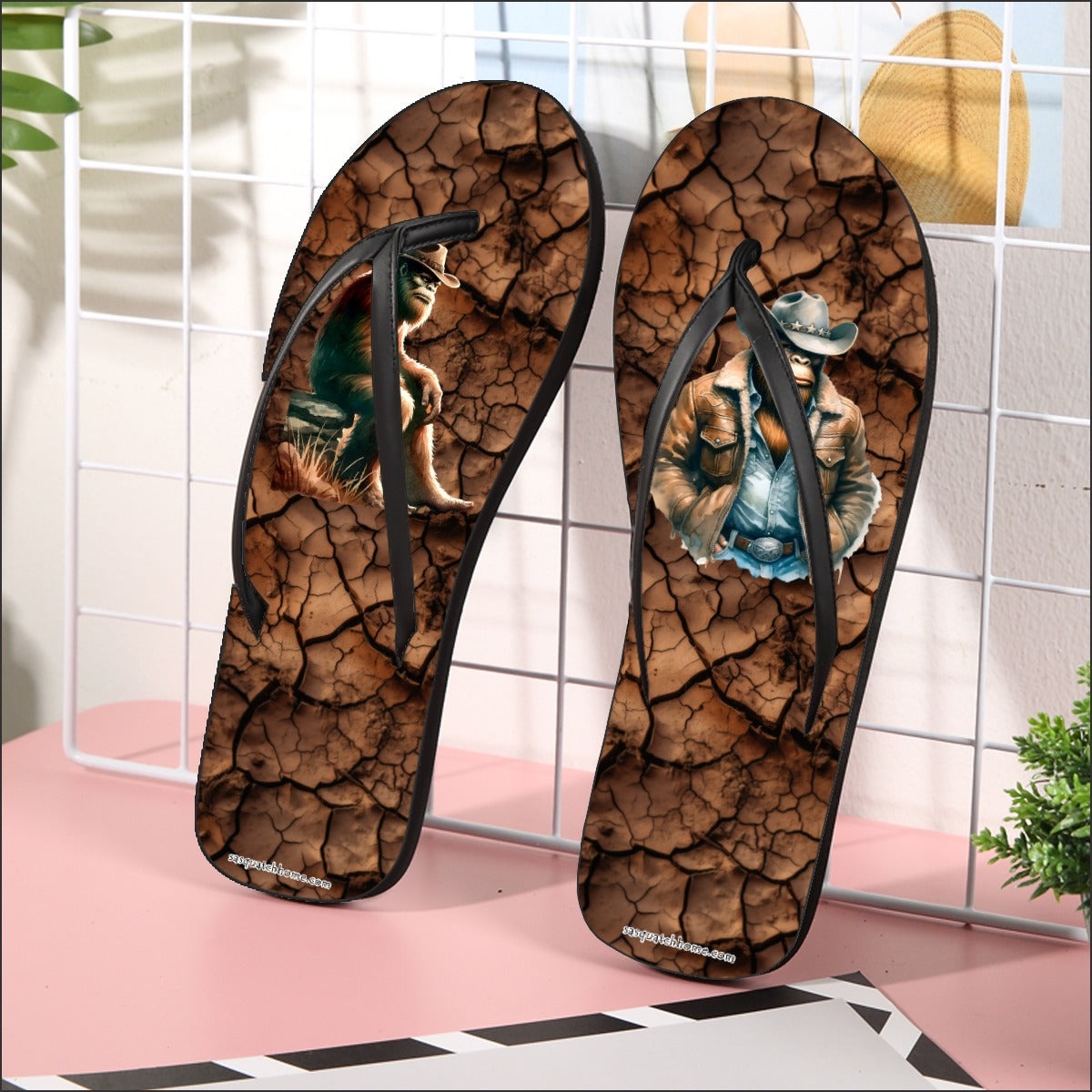 Cowboy Bigfoot /Sasquatch, Men’s Flip Flops, Summer Shoes