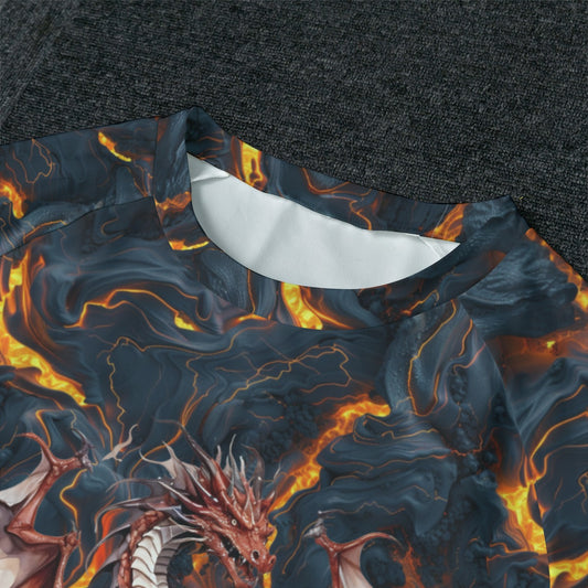 Dragon on Lava, Men’s Raglan Sleeve Pajamas with Wide Ankles