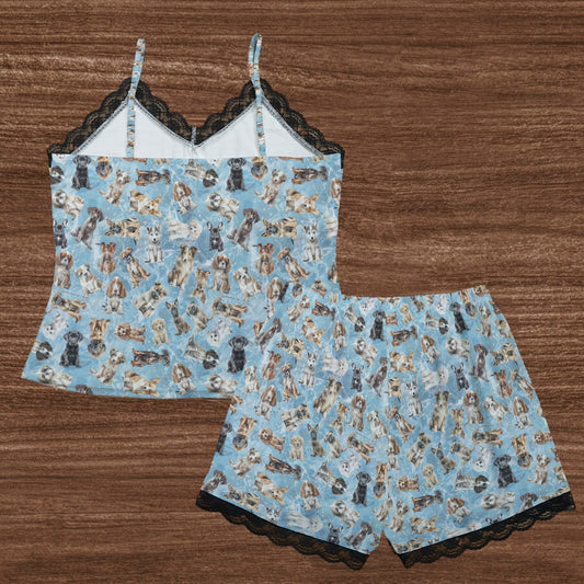Animal Themed, 2 Piece Lacy Pajamas Short Set