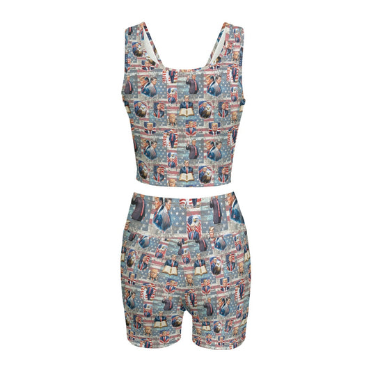 10 Donald Trump Design, Women’s 2 Piece Yoga Short Set