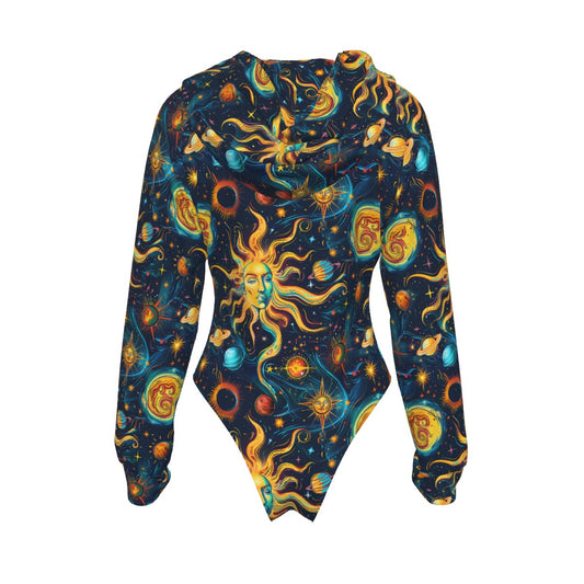 Sun and Moon, Women's Raglan Sleeve Hooded Bodysuit