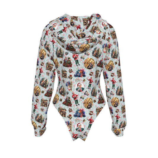 10 Donald Trump Designs, Women's Raglan Sleeve Hooded Bodysuit