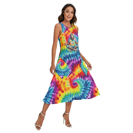 Hippie Sasquatch / Bigfoot, Women’s Sleeveless Dress With Diagonal Pockets