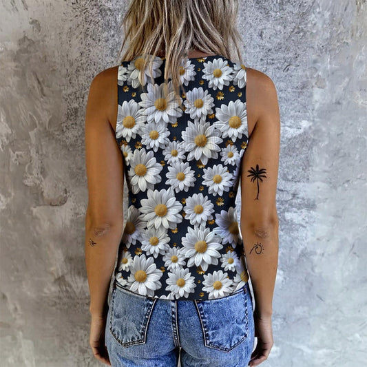 10 Designs, Flowers, Women's Button Vest