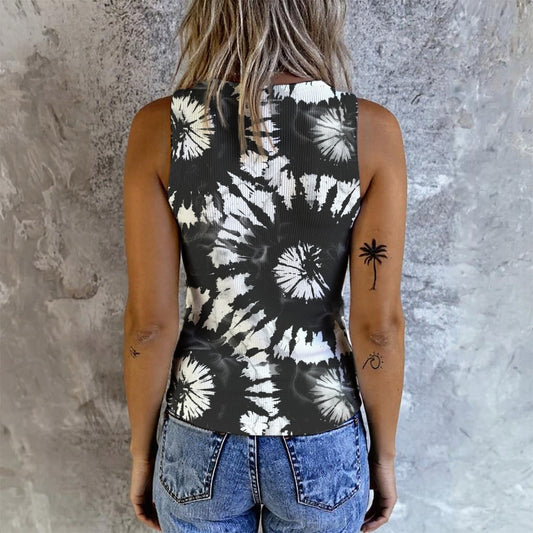 10 Designs, Tie Dye, Women's Button Vest