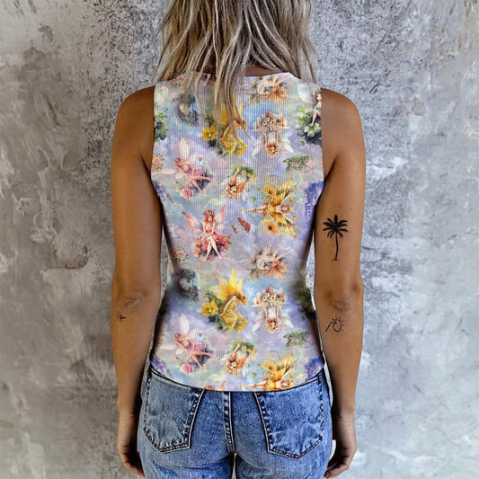 5 Fairy Designs, Women's Button Vest