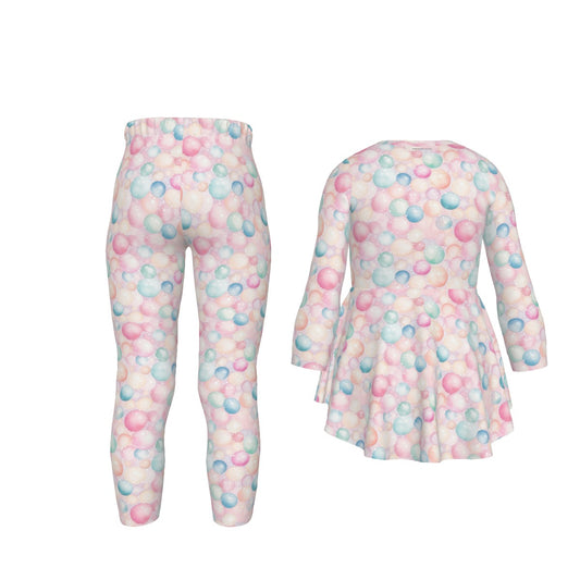 Fairy on Bubbles, Girls 2 Piece Casual Suit, Outfit with Ruffle Shirt