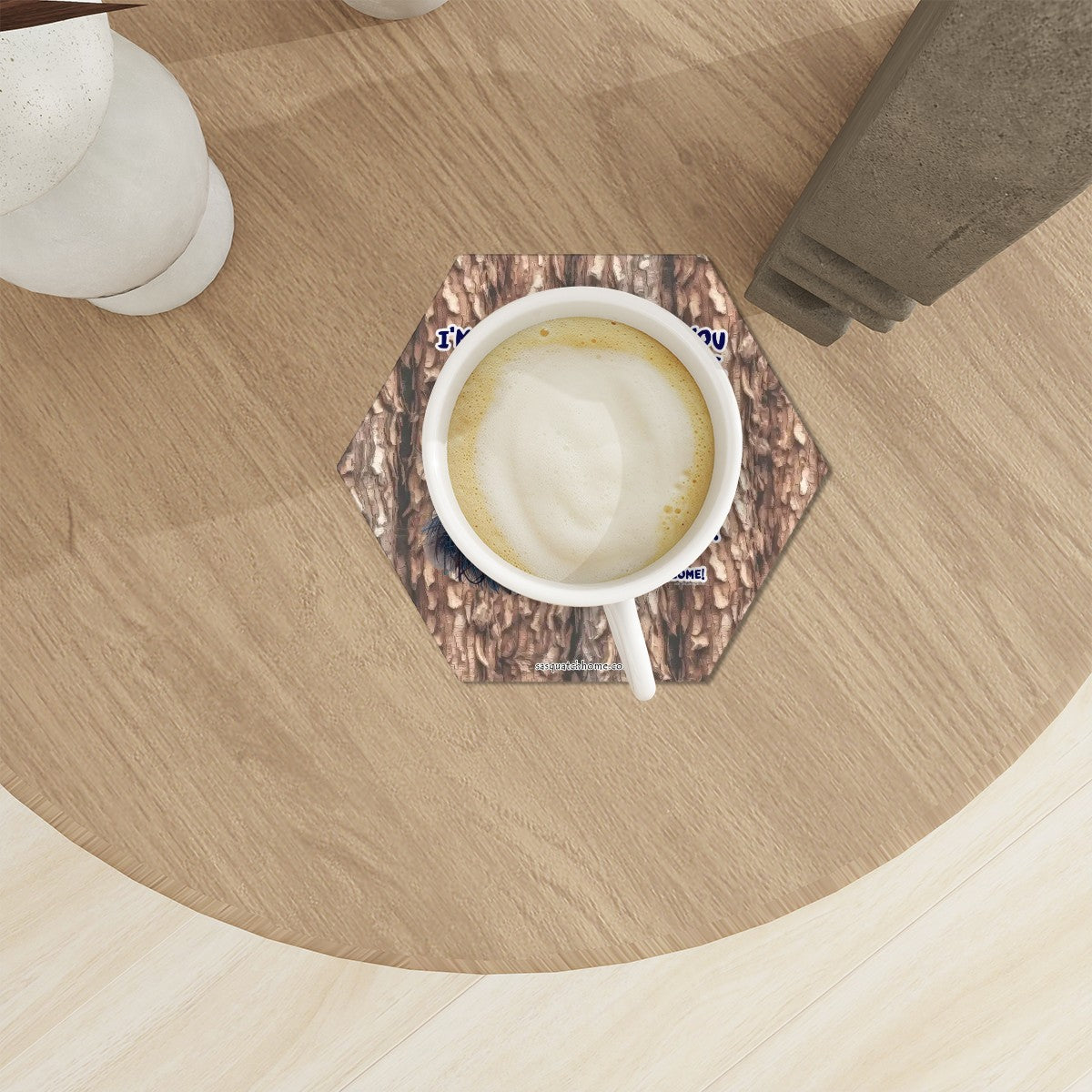 Hexagon Ceramic Coasters Set of 6 - Bigfoot, Sasquatch Coaster, Sarcastic Sasquatch Coasters, Coaster Set