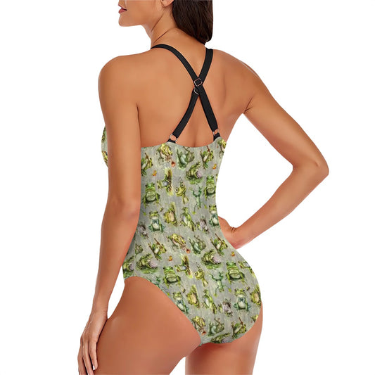 10 Animal Designs, Cross-Back One Piece Swimsuit