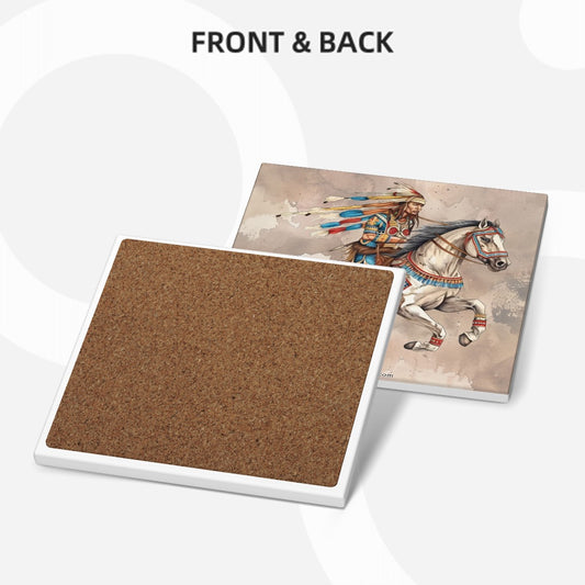 Native American, Square Ceramic Coasters 6 pcs