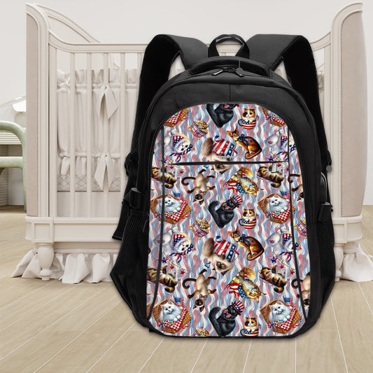 8 Patriot Designs, Large Capacity, Oxford Travel, Laptop Bag with USB Charger