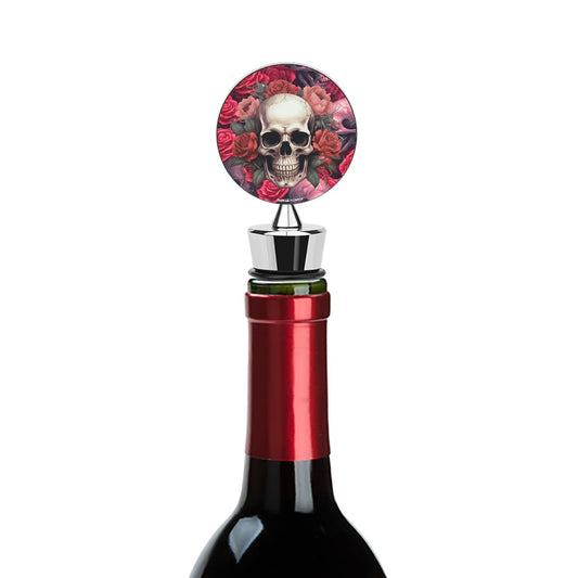 Skull on Roses, Wine Bottle Stopper