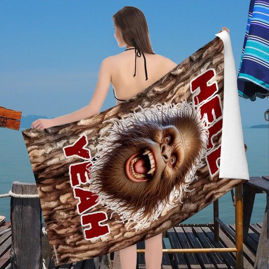 Bigfoot, Sasquatch "Hell Yeah", 52” x 32” Microfiber Absorbent Bath Towel