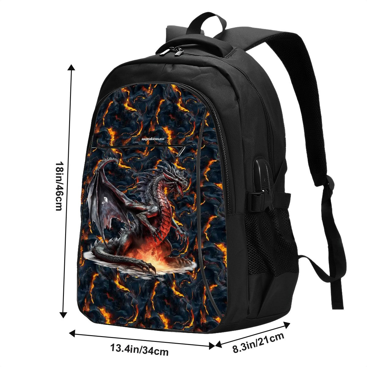 Fire Dragon, Large Capacity, Oxford Travel, Laptop Bag with USB Charger