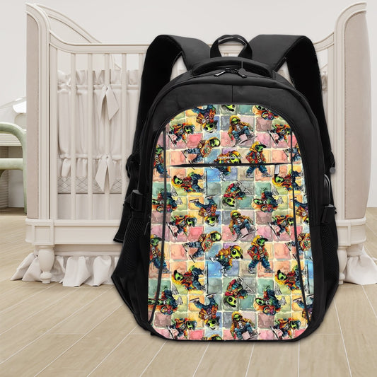 6 Alien Designs, Large Capacity, Oxford Travel, Laptop Bag with USB Charger