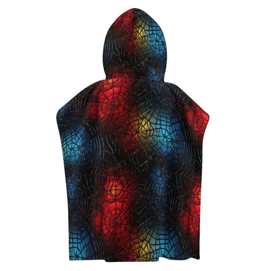 Colored Spider Webs, Hooded Terry Cloth Pullover Towel for Kids, Children